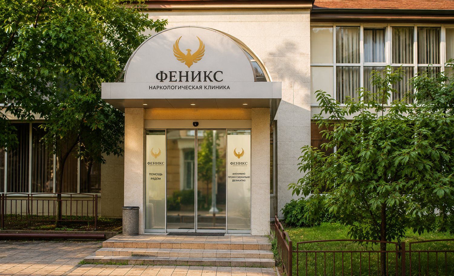 Вход в наркологическую клинику «Феникс» в Инзе